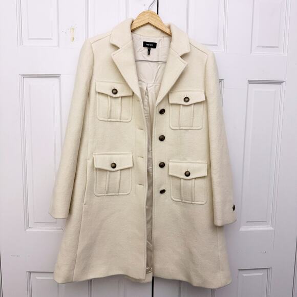 ME+EM Wool-Blend Military A-Line Coat in Natural (Size US 8) - Picture 8 of 14